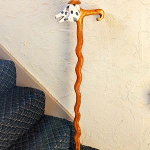 Vintage Handmade Wooden Cane Dalmatian